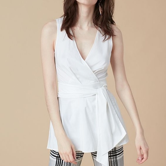Diane Von Furstenberg Tops - Diane Von Furstenberg White Peplum Wrap Top